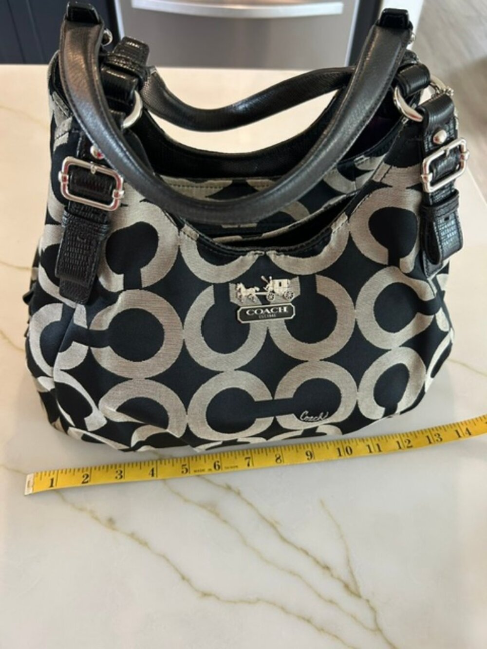 Vintage Coach Maggie Op Art Sateen Shoulder Bag style K1173-17689 - Picture 8 of 12